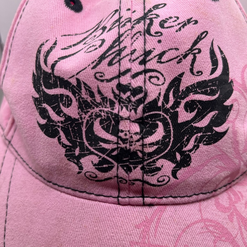 Women’s pink adjustable, biker chick cap - Picture 2 of 12